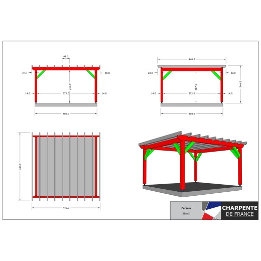 Pergolas - Pergola 16 m²